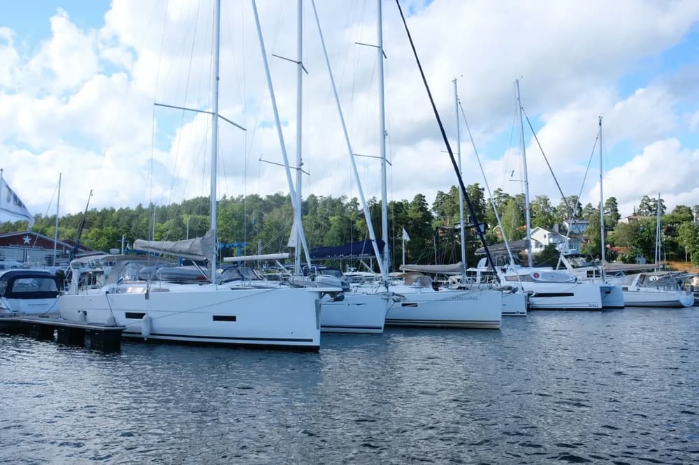 Multiple yachts in a Swedish moor