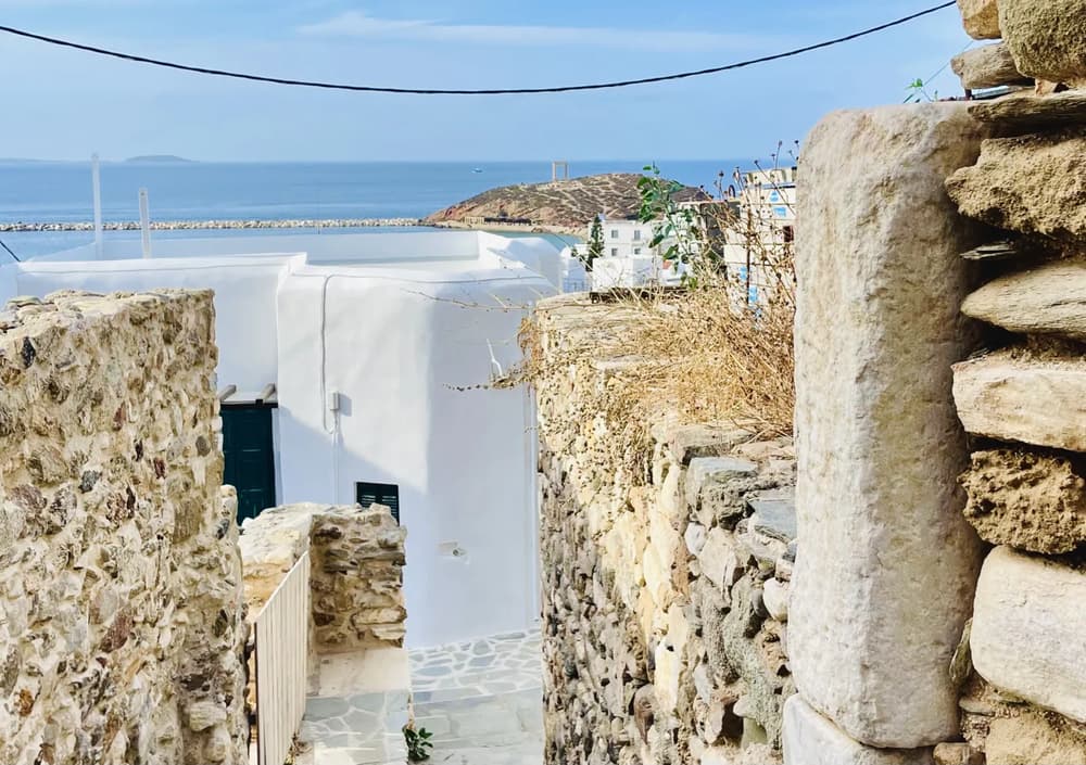 traditional cobblestone streets in old town Naxos