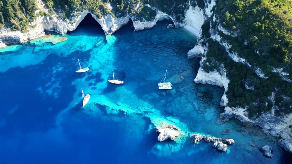 Aerial view of a Paxos beach