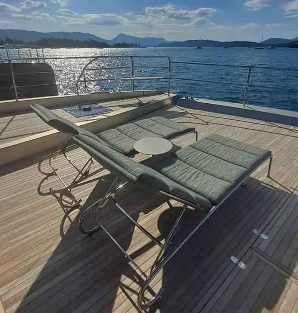 Sunbathing on board luxurious Lagoon Seventy 8