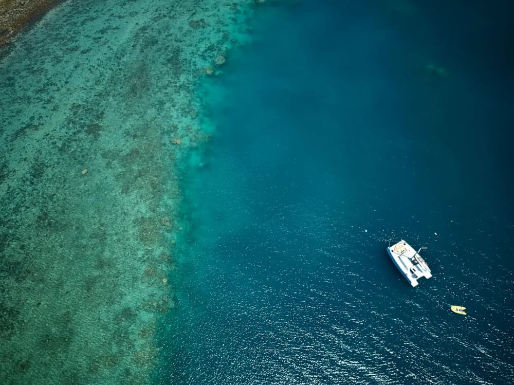 Aerial view of a yaght in Australia