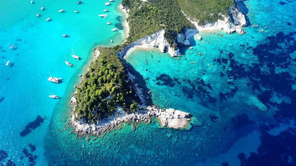 Aerial view of Antipaxos beach