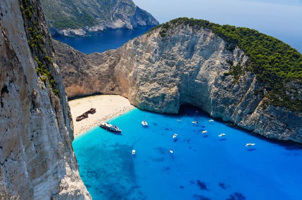 Iconic Navagio Beach in Zakynthos, a must-visit destination on a sailing holiday in Greece.