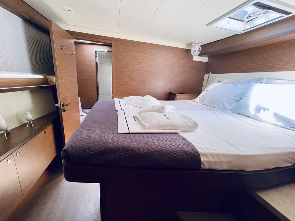 Anchored yacht