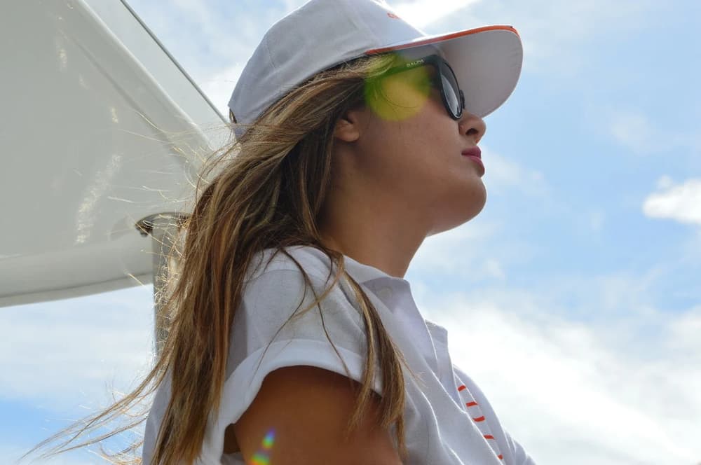 Warm face looking at the sun