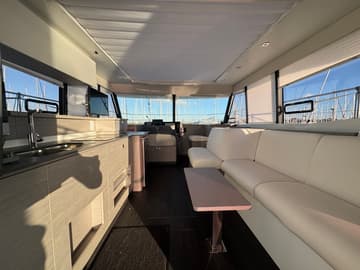 Power Catamaran Blue Champagne available for yacht charter in France | Yacht4Less