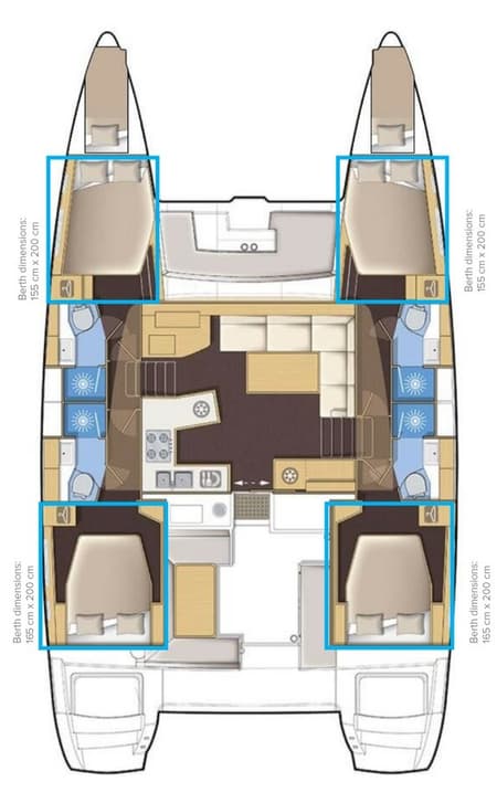 Charter Rental Catamaran Adriatic Cheetah in Croatia Layout | Yacht4Less