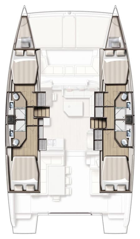 Charter Rental Catamaran RASDU  in French Polynesia Layout | Yacht4Less