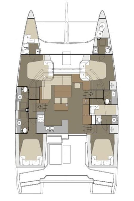 Charter Rental Catamaran Yam in Croatia Layout | Yacht4Less