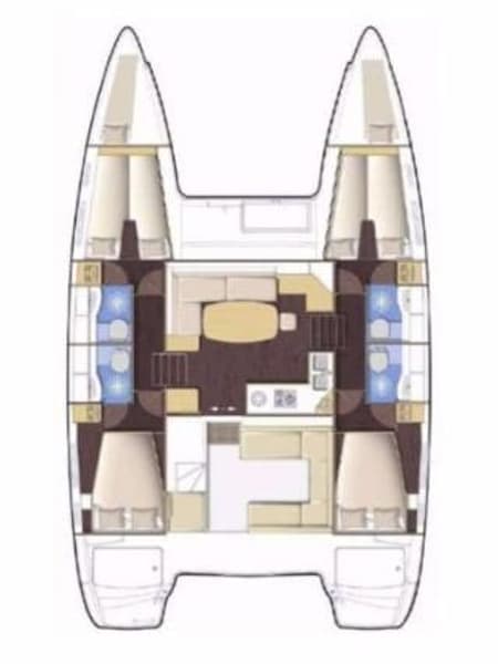 Charter Rental Catamaran Pagomo nayan in Croatia Layout | Yacht4Less