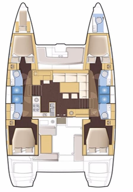 Charter Rental Catamaran Sea Breeze in Greece Layout | Yacht4Less
