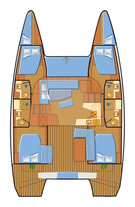 Charter Rental Catamaran Sunshine in Spain Layout | Yacht4Less