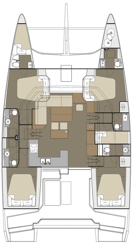 Charter Rental Catamaran Paradise Planet in Italy Layout | Yacht4Less