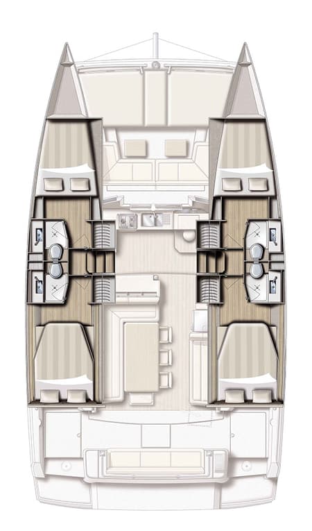 Charter Rental Catamaran Sinope in Greece Layout | Yacht4Less