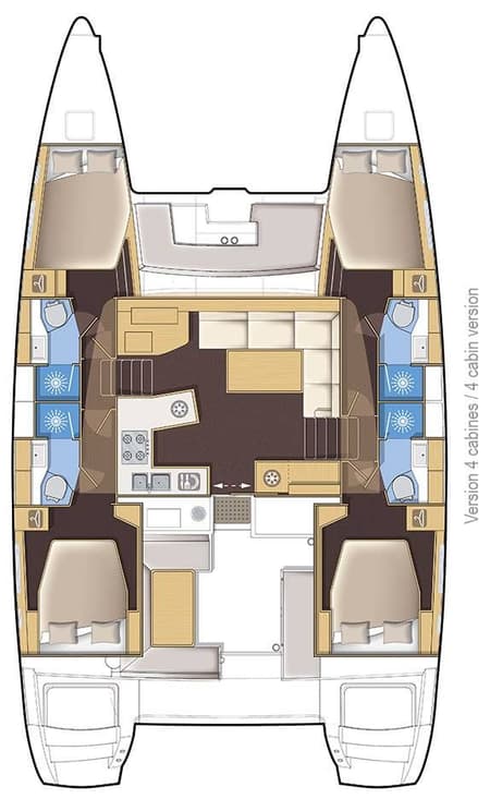 Charter Rental Catamaran Kaizen in Greece Layout | Yacht4Less