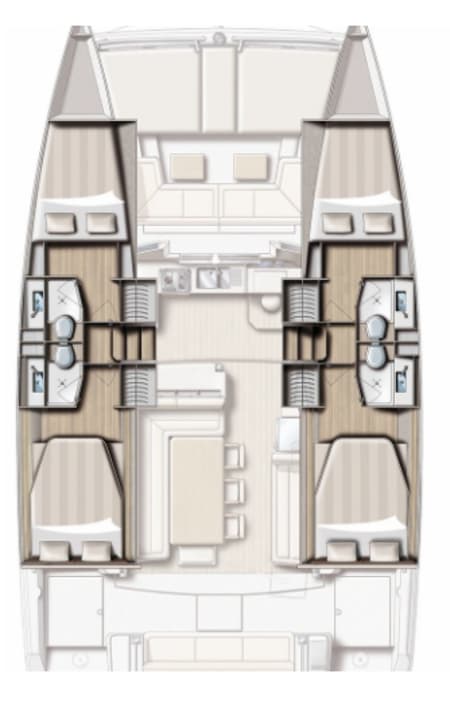 Charter Rental Catamaran Paspartu in Greece Layout | Yacht4Less