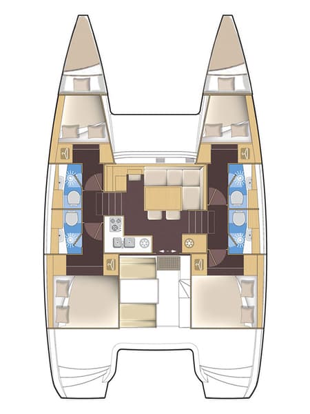 Charter Rental Catamaran Bob Cat in Croatia Layout | Yacht4Less