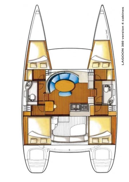 Charter Rental Catamaran ThunderCat in Greece Layout | Yacht4Less