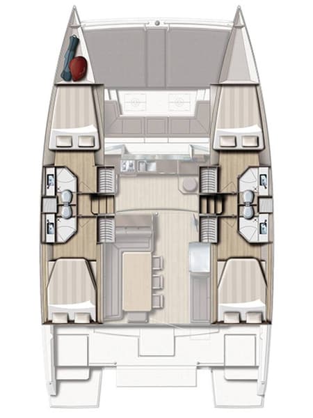 Charter Rental Catamaran Eleni in Greece Layout | Yacht4Less
