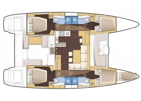 Charter Rental Catamaran Sundowner in Greece Layout | Yacht4Less