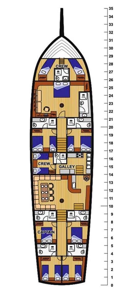 Charter Rental Gulet Kadena in Croatia Layout | Yacht4Less