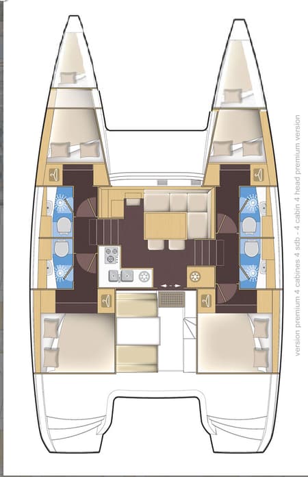 Charter Rental Catamaran Lilla V in Croatia Layout | Yacht4Less