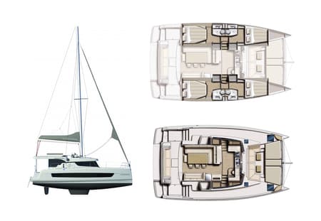 Charter Rental Catamaran Micha in Greece Layout | Yacht4Less