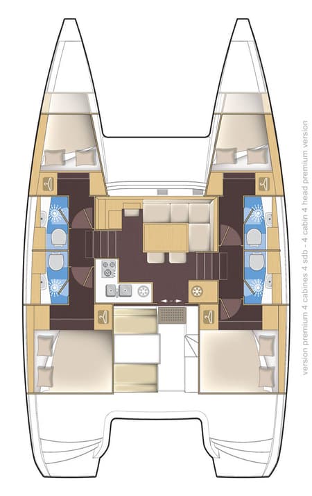 Charter Rental Catamaran Lost Cat in Greece Layout | Yacht4Less