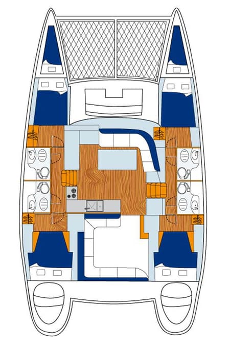 Charter Rental Catamaran Georgina in Greece Layout | Yacht4Less
