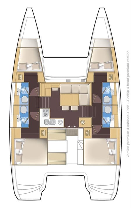 Charter Rental Catamaran Le Grand Bleu in Greece Layout | Yacht4Less