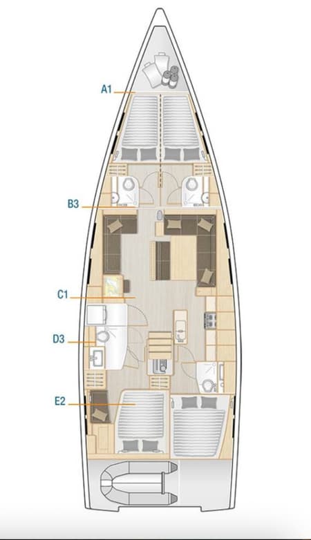 Charter Rental Sailboat Mila Felice in Croatia Layout | Yacht4Less