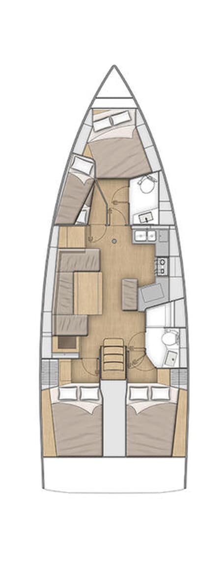 Charter Rental Sailboat Kos 40.4 in Greece Layout | Yacht4Less