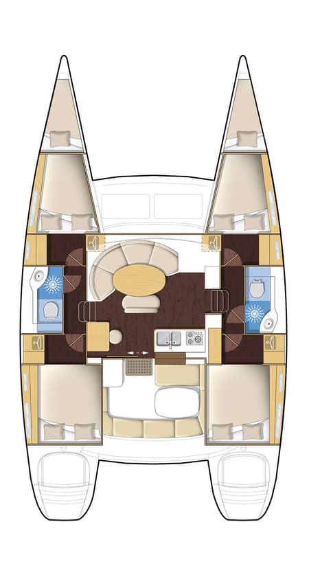 Charter Rental Catamaran Eleven in Greece Layout | Yacht4Less