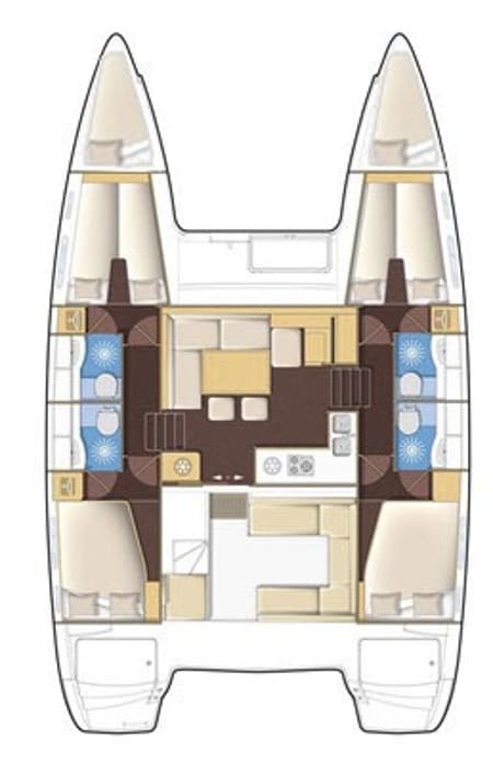 Charter Rental Catamaran Sailing Blue 4 in Greece Layout | Yacht4Less