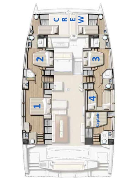 Charter Rental Catamaran Sikelia in Italy Layout | Yacht4Less