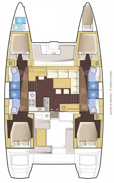 Charter Rental Catamaran Mple in Greece Layout | Yacht4Less