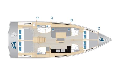 Charter Rental Sailboat Libertas in Croatia Layout | Yacht4Less