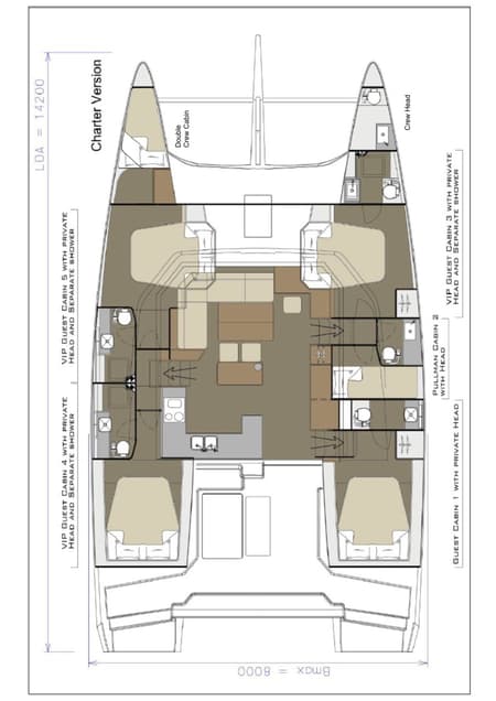Charter Rental Catamaran Roy in Croatia Layout | Yacht4Less