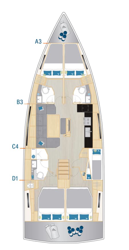 Charter Rental Sailboat Yassica in Turkey Layout | Yacht4Less