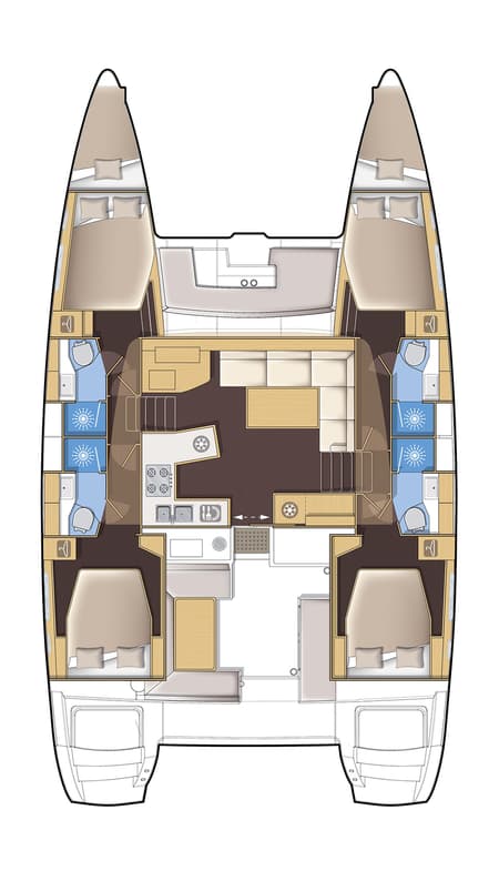 Charter Rental Catamaran Kon-Tiki in Greece Layout | Yacht4Less