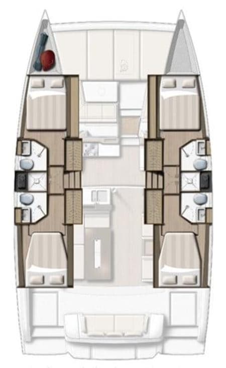 Charter Rental Catamaran Kos 42.5 in Greece Layout | Yacht4Less