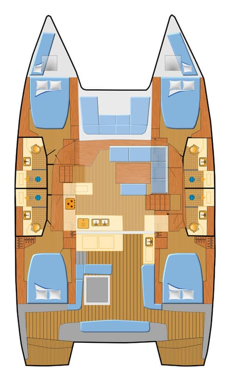Charter Rental Catamaran Voyager in Spain Layout | Yacht4Less