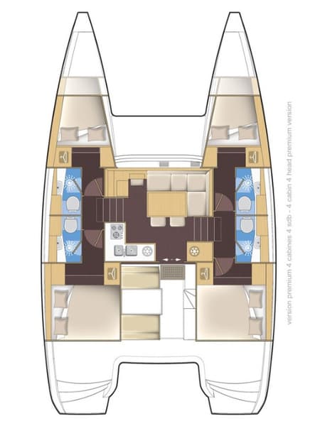 Charter Rental Catamaran Gin Tonic in Croatia Layout | Yacht4Less