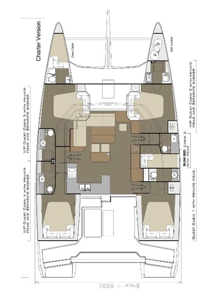 Charter Rental Catamaran Seaven in Croatia Layout | Yacht4Less
