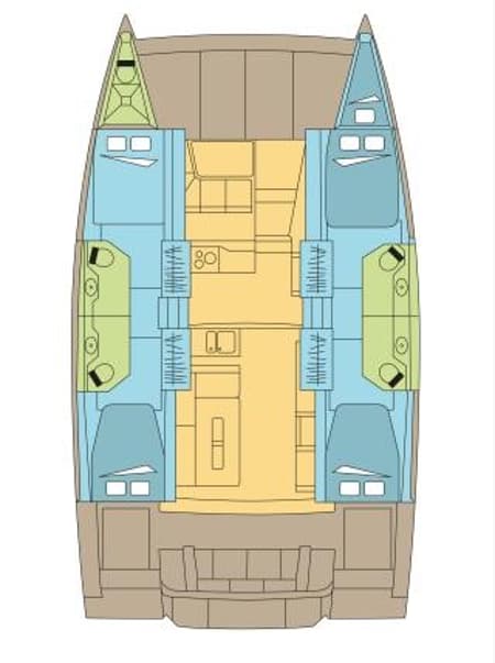 Charter Rental Catamaran RUM STRUMMER in Greece Layout | Yacht4Less