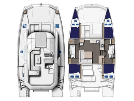 Charter Rental Power Catamaran Aquaholic in Greece Layout | Yacht4Less