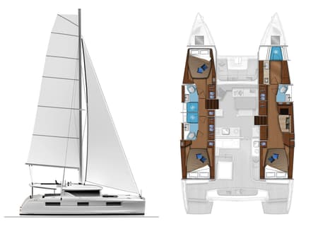 Charter Rental Catamaran Free Bird II in Greece Layout | Yacht4Less