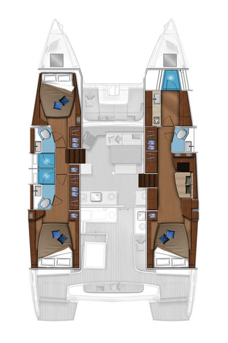 Charter Rental Catamaran Bella Giornata in Bahamas Layout | Yacht4Less