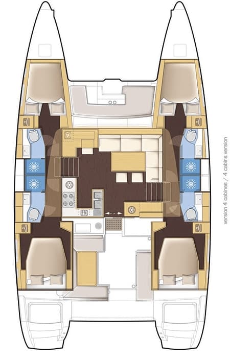 Charter Rental Catamaran Spiritus in Greece Layout | Yacht4Less
