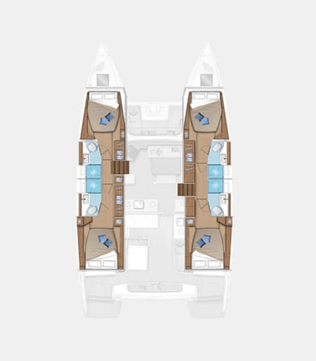 Charter Rental Catamaran Moondance in Greece Layout | Yacht4Less